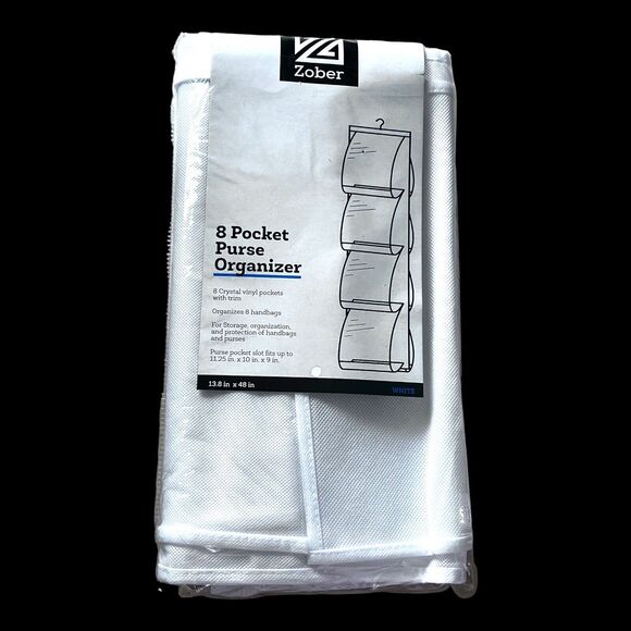 Zober 8 Pocket Purse Organizer Storage Handbag Hanging Spacesaver Closet - Picture 2 of 5